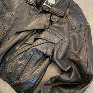 Avirex Black Leather Bomber Jacket